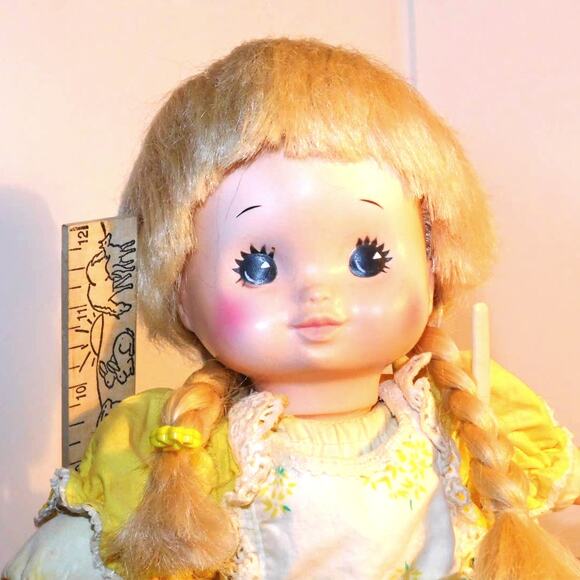 Sweet & Cuddly Vintage 14" Little Braided Hair Rag Baby Doll - Picture 3 of 6